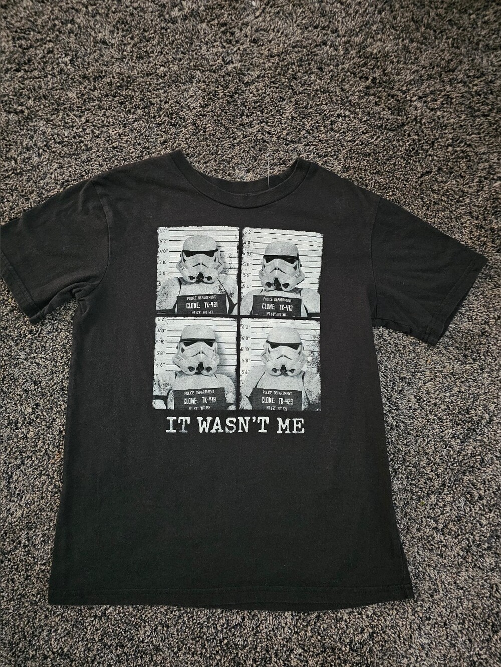 Star Wars Black Tee with Stormtrooper Mugshot Panels